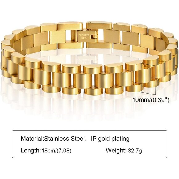 MPRAINBOW 2pcs Gold Chain Link Bracelet -Stainless Steel Love Crystal Friendship - Picture 4 of 6